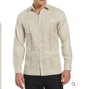 NWT/100% LINEN CLASSIC GUAYABERA SHIRT - LONG SLEEVE / Gray Color.